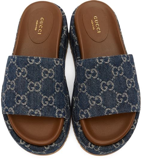 blue gucci platform slides|gucci platform slides price.